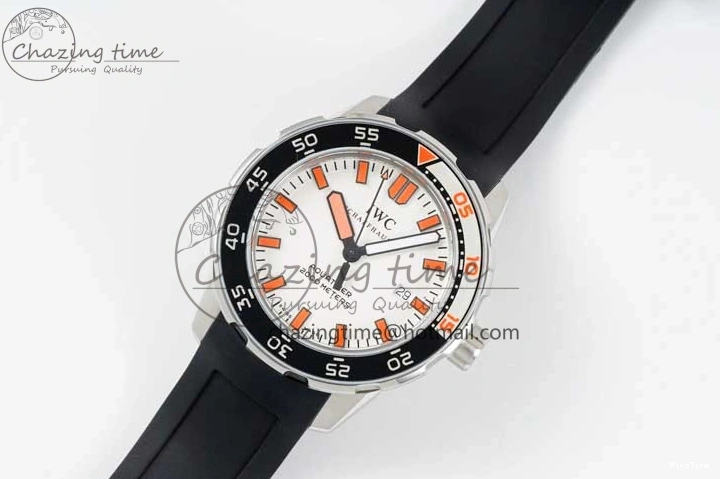 MIROTIME 0219 Aquatimer Automatic SS RSF 1:1 Best Edition White Orange Dial on Black Rubber Strap A Supportive 7069